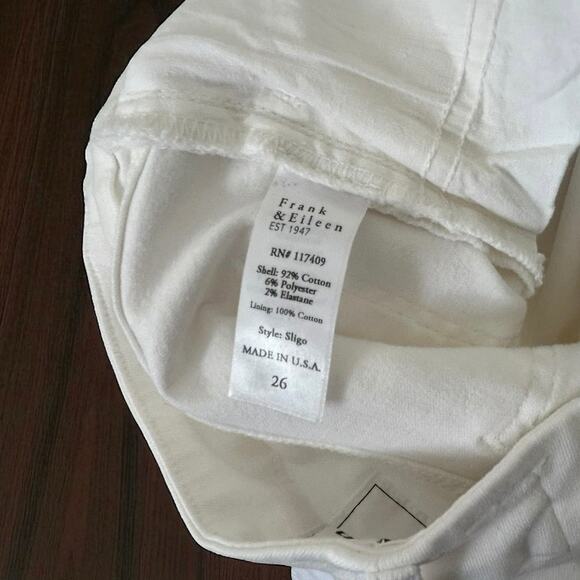 Frank & Eileen Sligo White Skinny Jeans Italian Performance Raw Women's size 26 - Picture 2 of 12